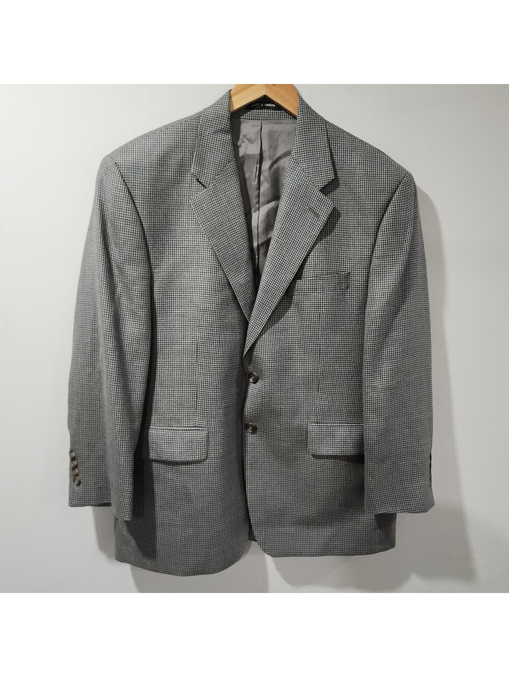 Lauren Ralph Lauren Suit Jacket Blazer Wool Silk Sport Coat Houndstooth Tweed